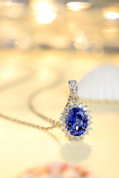 Pirmiana 2024 New Fashion S925 Silver Necklace 2.01ct Lab Grown Sapphire Pendants Necklace Jewelry For Wedding Party Gift