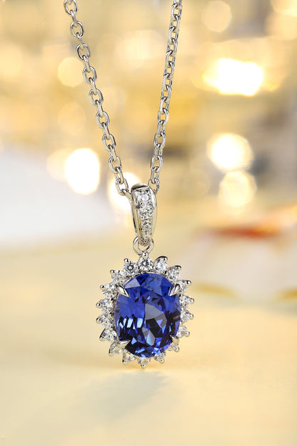 Pirmiana 2024 New Fashion S925 Silver Necklace 2.01ct Lab Grown Sapphire Pendants Necklace Jewelry For Wedding Party Gift