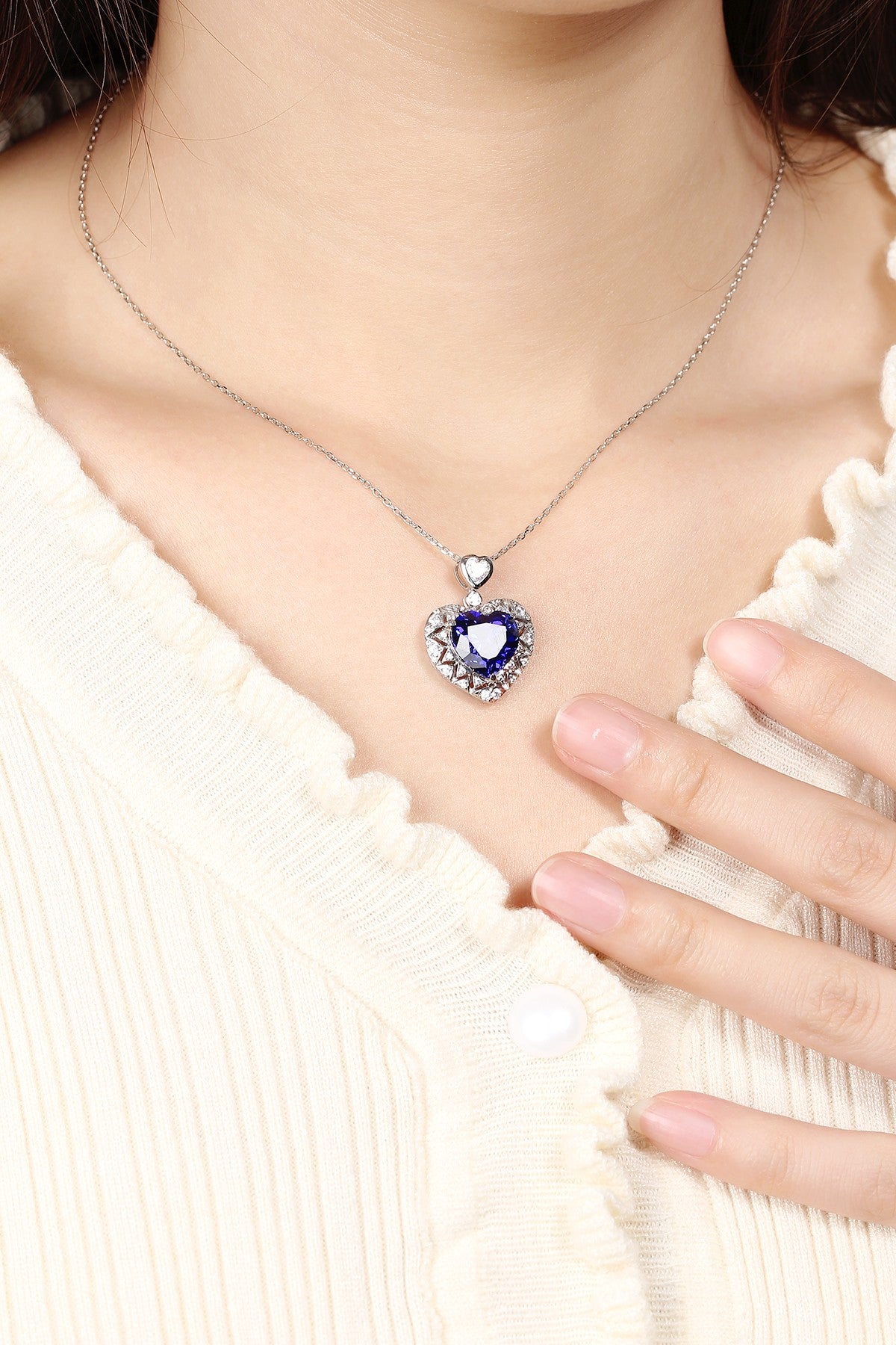 Pirmiana 2024 New Fashion S925 Silver Necklace 7.14ct Lab Grown Sapphire Pendants Necklace Jewelry For Wedding Party Gift