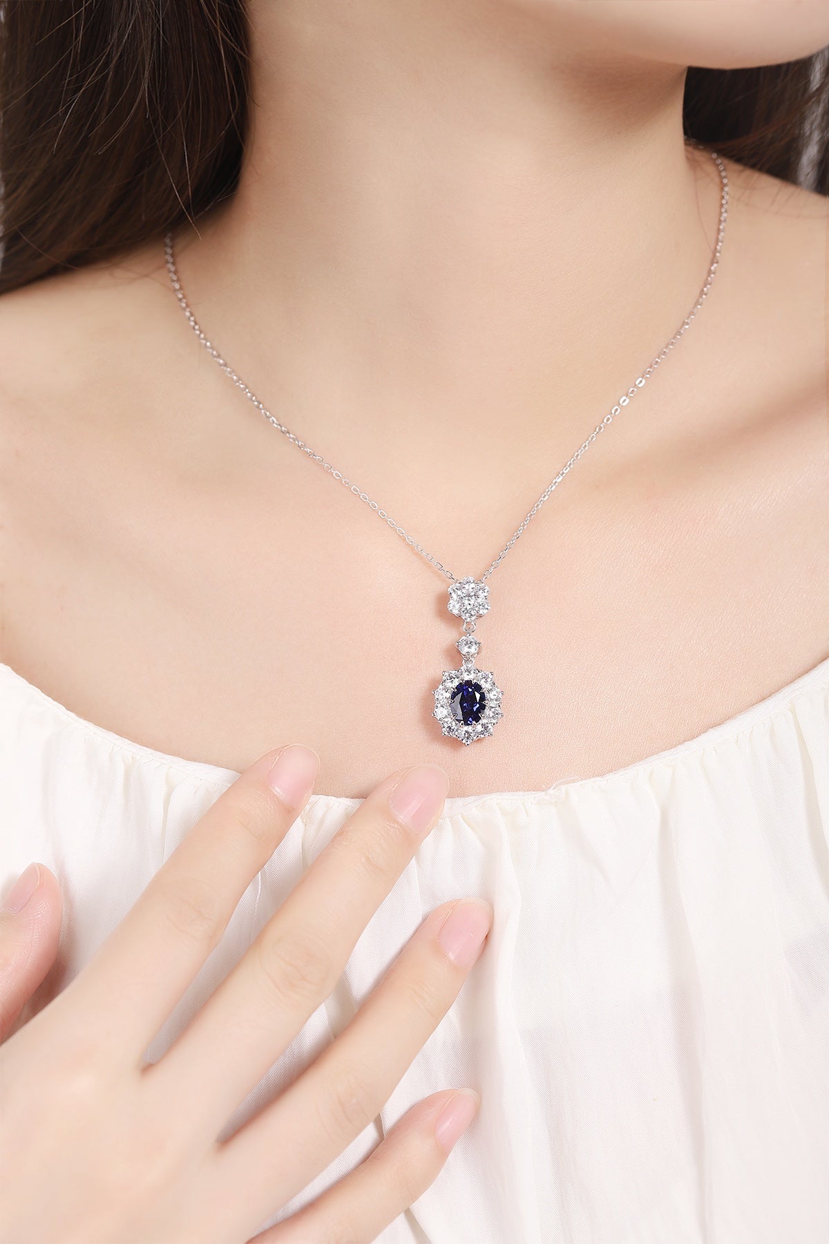Pirmiana 2024 New Fashion S925 Silver Necklace 2.48ct Lab Grown Sapphire Pendants Necklace Jewelry For Wedding Party Gift