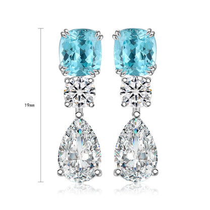 Pirmiana Hot Sale 2.51ct Lab Grown Paraiba Sapphire Earrings S925 Silver Jewelry Engagement Women