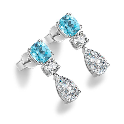 Pirmiana Hot Sale 2.51ct Lab Grown Paraiba Sapphire Earrings S925 Silver Jewelry Engagement Women