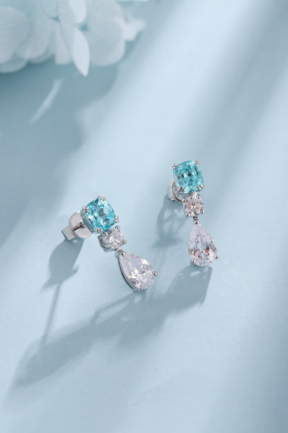 Pirmiana Hot Sale 2.51ct Lab Grown Paraiba Sapphire Earrings S925 Silver Jewelry Engagement Women