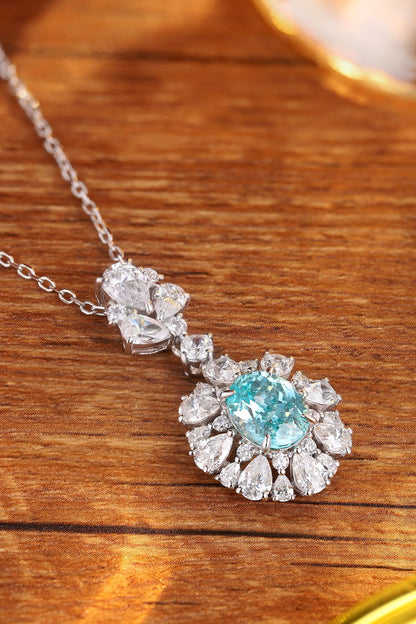 Pirmiana 4.41ct Lab Grown Paraiba Sapphire Pendant Necklace S925 Silver Lab Gemstone Jewelry Women