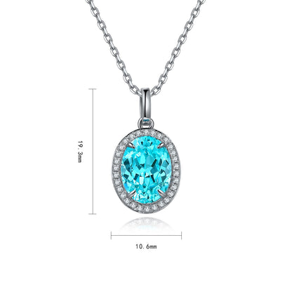 Pirmiana 3.98ct Lab Grown Paraiba Sapphire Pendant Necklace S925 Silver Lab Gemstone Jewelry Women
