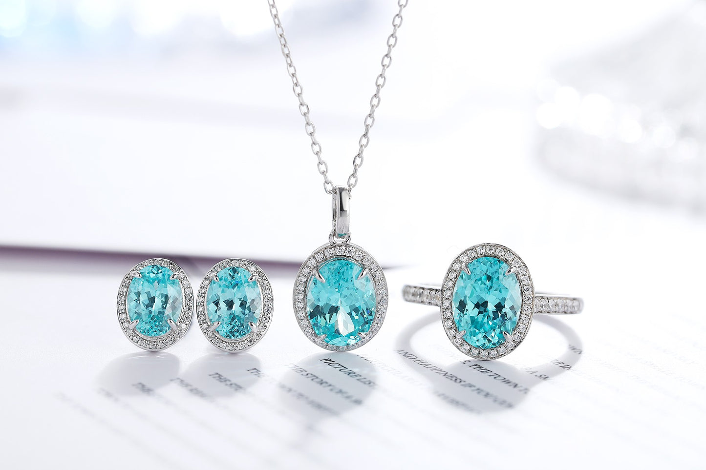 Pirmiana 3.98ct Lab Grown Paraiba Sapphire Pendant Necklace S925 Silver Lab Gemstone Jewelry Women