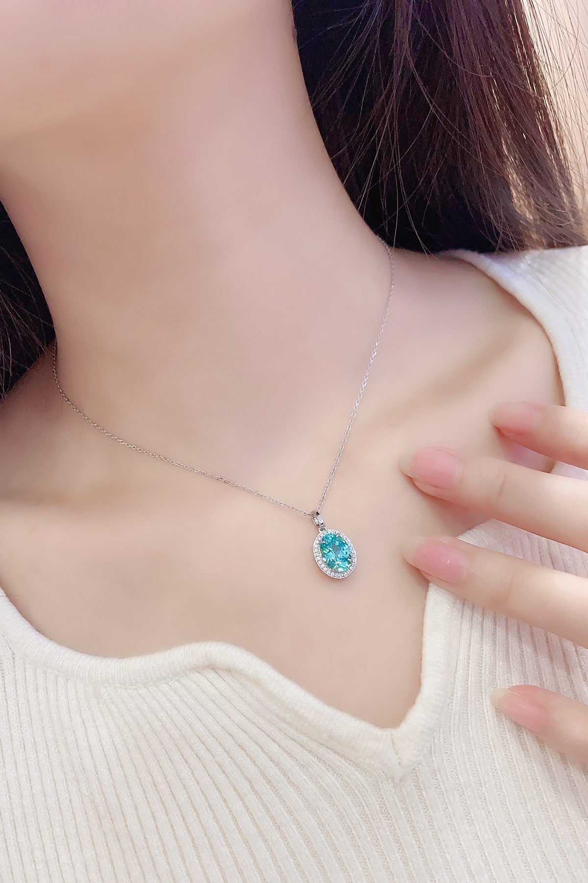 Pirmiana 3.98ct Lab Grown Paraiba Sapphire Pendant Necklace S925 Silver Lab Gemstone Jewelry Women