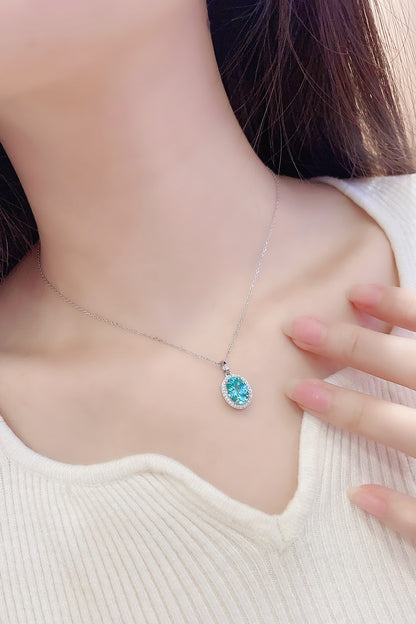 Pirmiana 3.98ct Lab Grown Paraiba Sapphire Pendant Necklace S925 Silver Lab Gemstone Jewelry Women