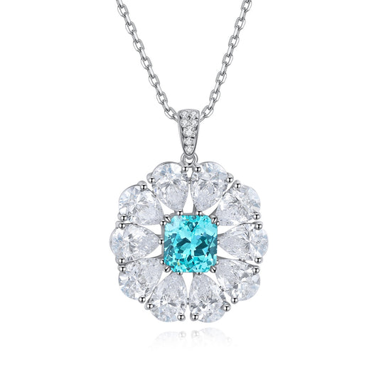 Pirmiana 2.84ct Lab Grown Paraiba Sapphire Pendant Necklace S925 Silver Lab Gemstone Jewelry Women