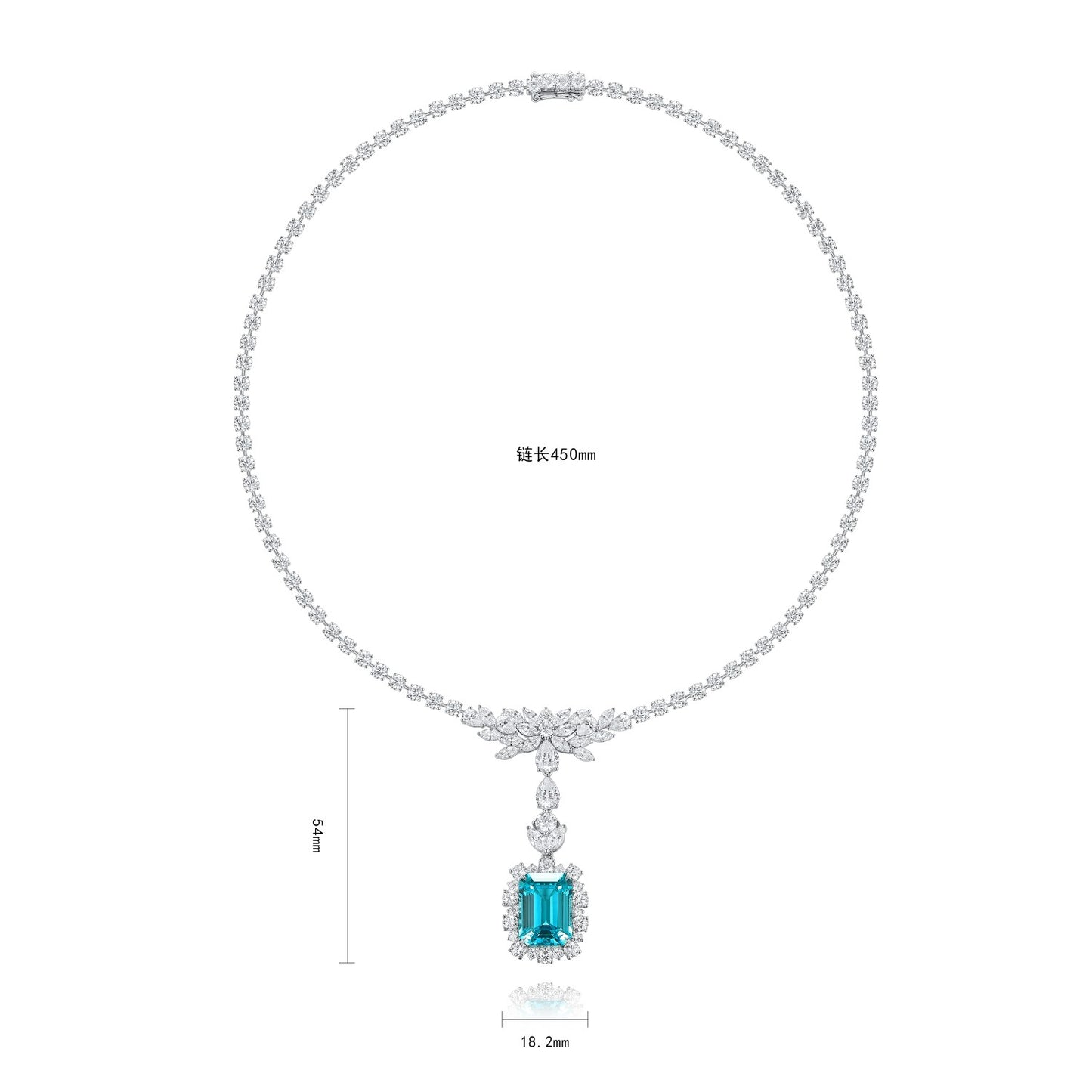 Pirmiana 17.01ct Lab Grown Paraiba Sapphire Pendant Necklace S925 Silver Lab Gemstone Jewelry Women