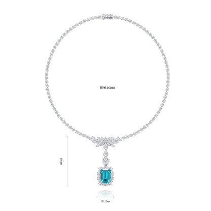 Pirmiana 17.01ct Lab Grown Paraiba Sapphire Pendant Necklace S925 Silver Lab Gemstone Jewelry Women