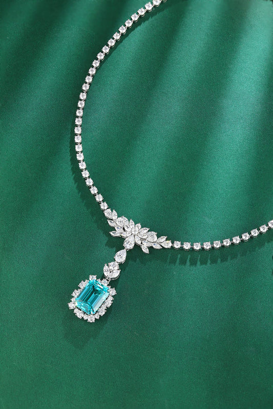 Pirmiana 17.01ct Lab Grown Paraiba Sapphire Pendant Necklace S925 Silver Lab Gemstone Jewelry Women