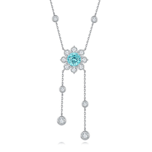 Pirmiana 5.02ct Lab Grown Paraiba Sapphire Pendant Necklace S925 Silver Lab Gemstone Jewelry Women