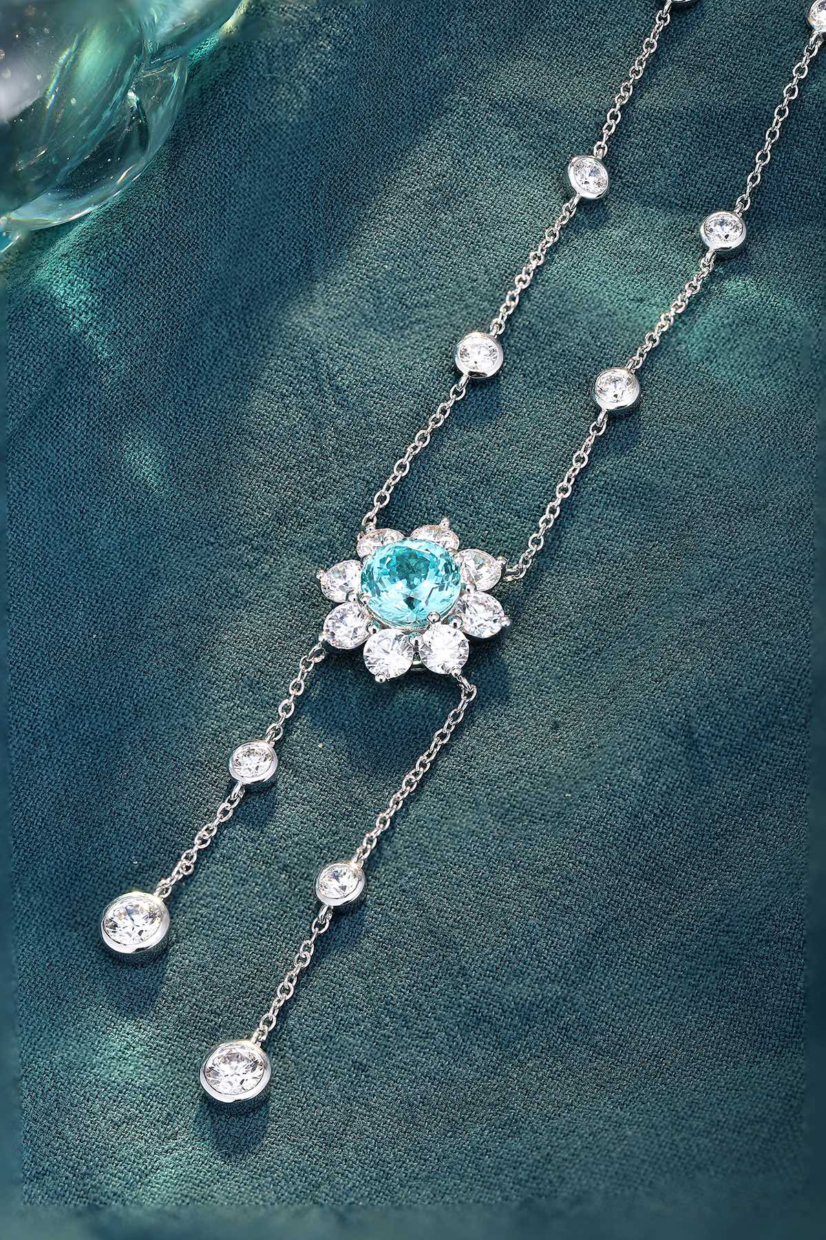Pirmiana 5.02ct Lab Grown Paraiba Sapphire Pendant Necklace S925 Silver Lab Gemstone Jewelry Women