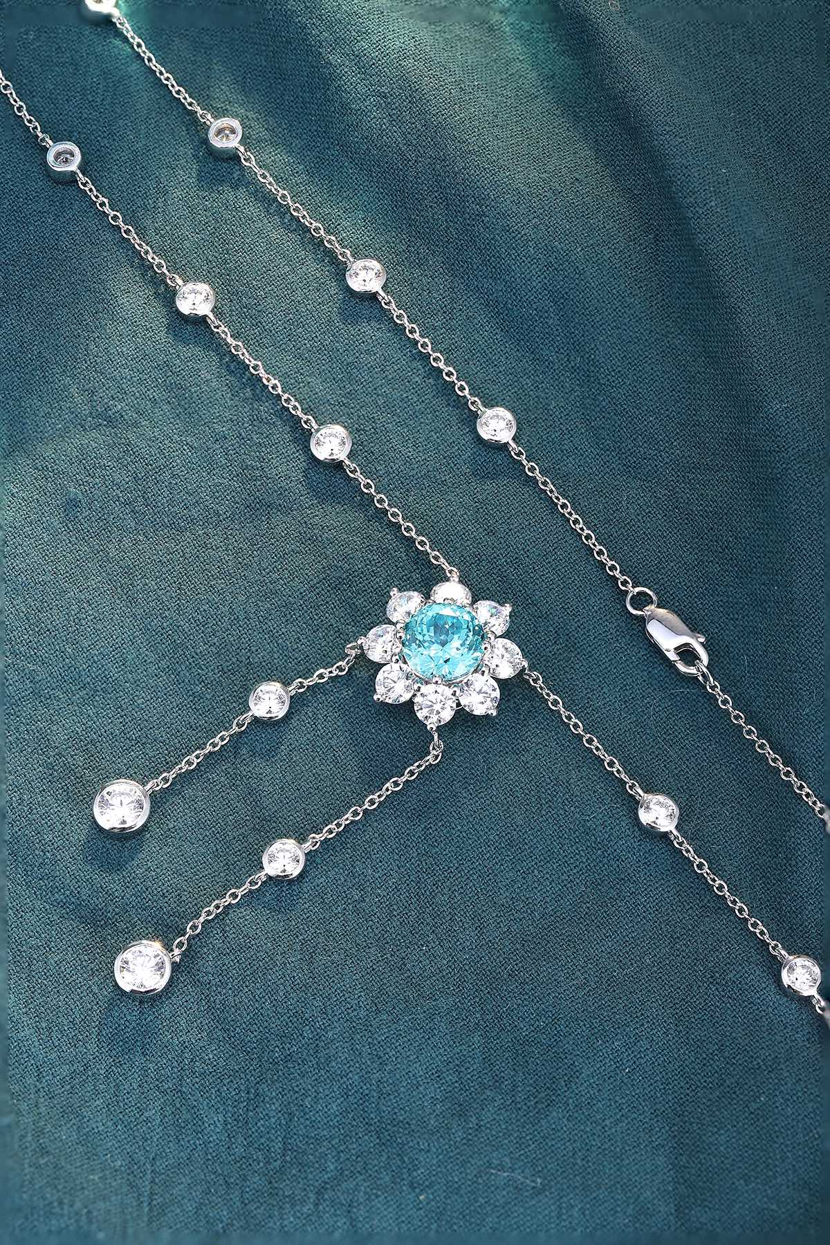 Pirmiana 5.02ct Lab Grown Paraiba Sapphire Pendant Necklace S925 Silver Lab Gemstone Jewelry Women