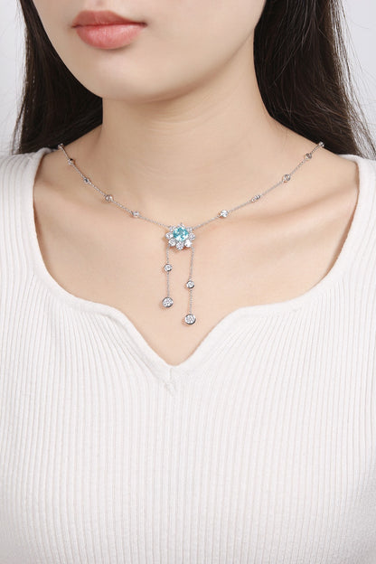 Pirmiana 5.02ct Lab Grown Paraiba Sapphire Pendant Necklace S925 Silver Lab Gemstone Jewelry Women