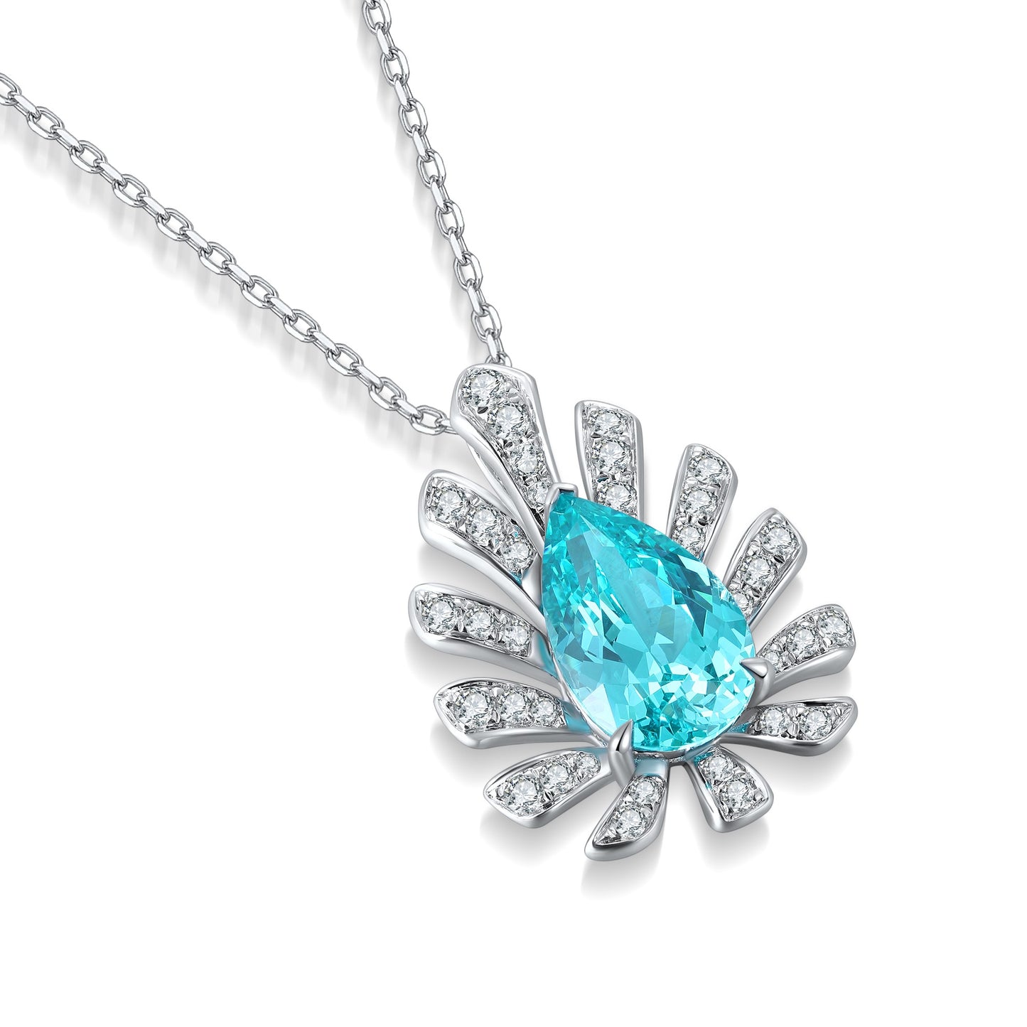 Pirmiana 5.02ct Lab Grown Paraiba Sapphire Pendant Necklace S925 Silver Lab Gemstone Jewelry Women