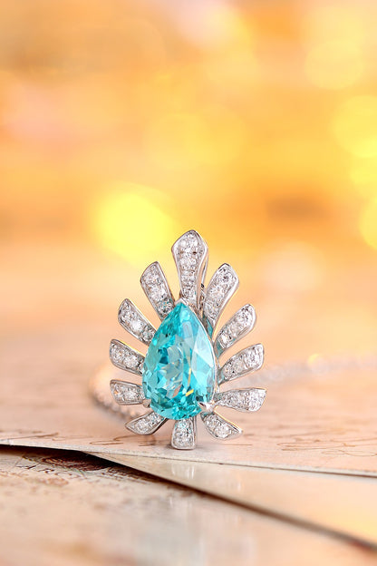 Pirmiana 5.02ct Lab Grown Paraiba Sapphire Pendant Necklace S925 Silver Lab Gemstone Jewelry Women