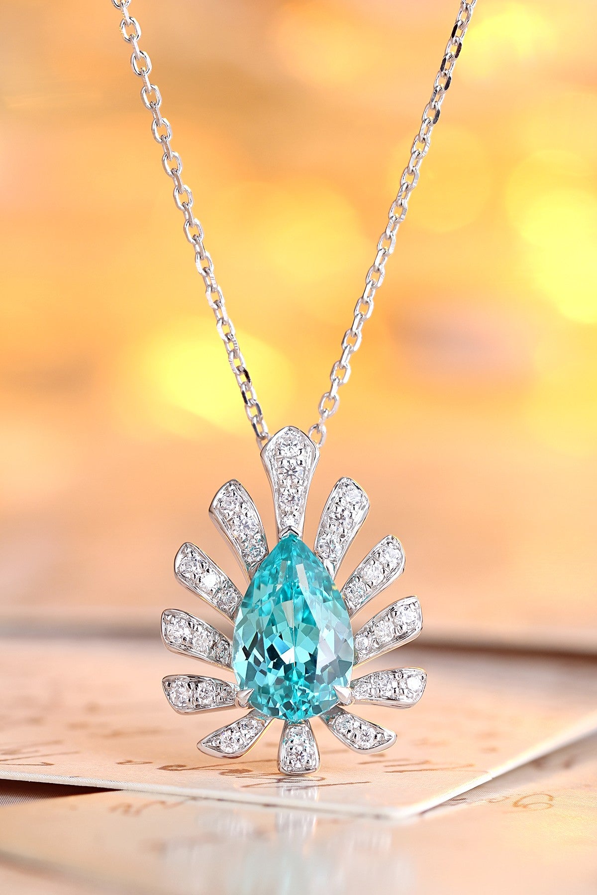 Pirmiana 5.02ct Lab Grown Paraiba Sapphire Pendant Necklace S925 Silver Lab Gemstone Jewelry Women