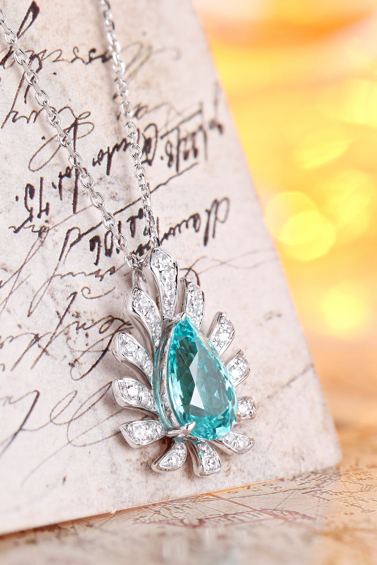 Pirmiana 5.02ct Lab Grown Paraiba Sapphire Pendant Necklace S925 Silver Lab Gemstone Jewelry Women