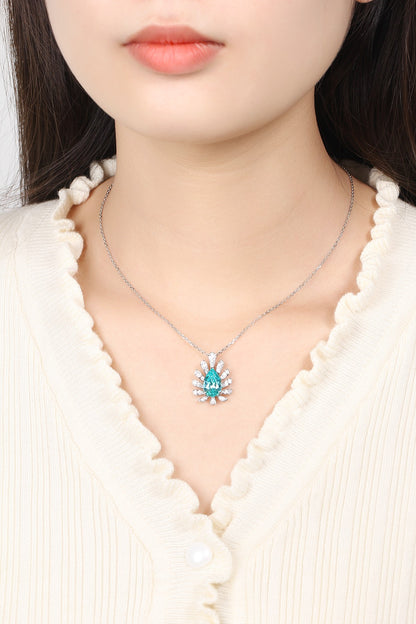Pirmiana 5.02ct Lab Grown Paraiba Sapphire Pendant Necklace S925 Silver Lab Gemstone Jewelry Women