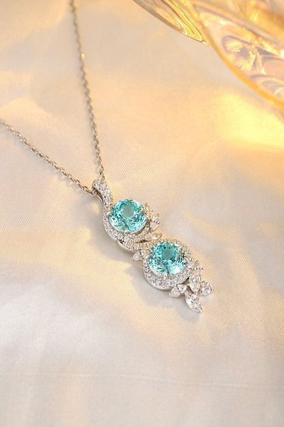 Pirmiana 7.03ct Lab Grown Paraiba Sapphire Pendant Necklace S925 Silver Lab Gemstone Jewelry Women