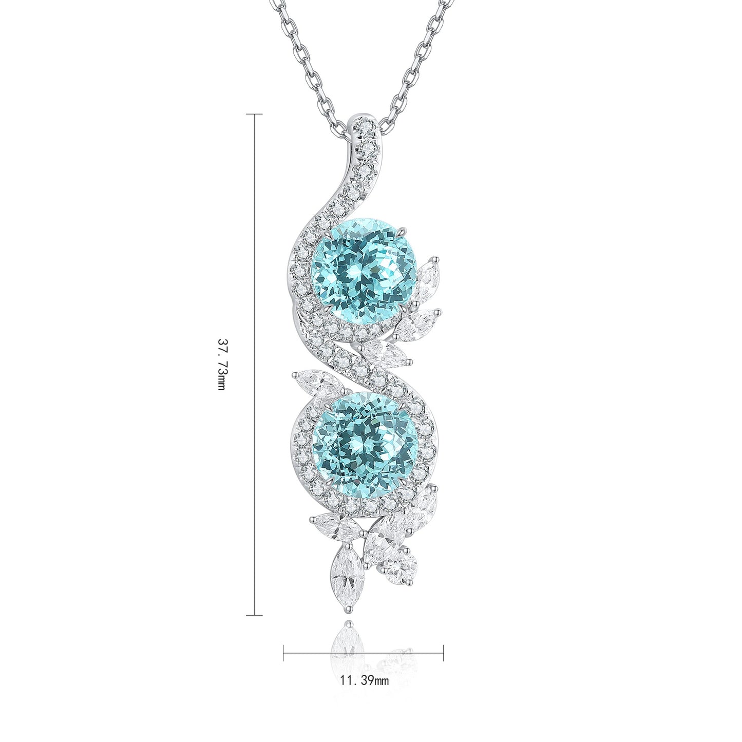 Pirmiana 7.03ct Lab Grown Paraiba Sapphire Pendant Necklace S925 Silver Lab Gemstone Jewelry Women