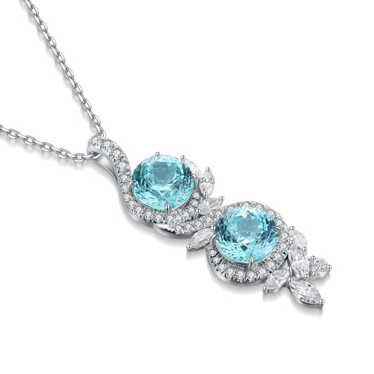 Pirmiana 7.03ct Lab Grown Paraiba Sapphire Pendant Necklace S925 Silver Lab Gemstone Jewelry Women