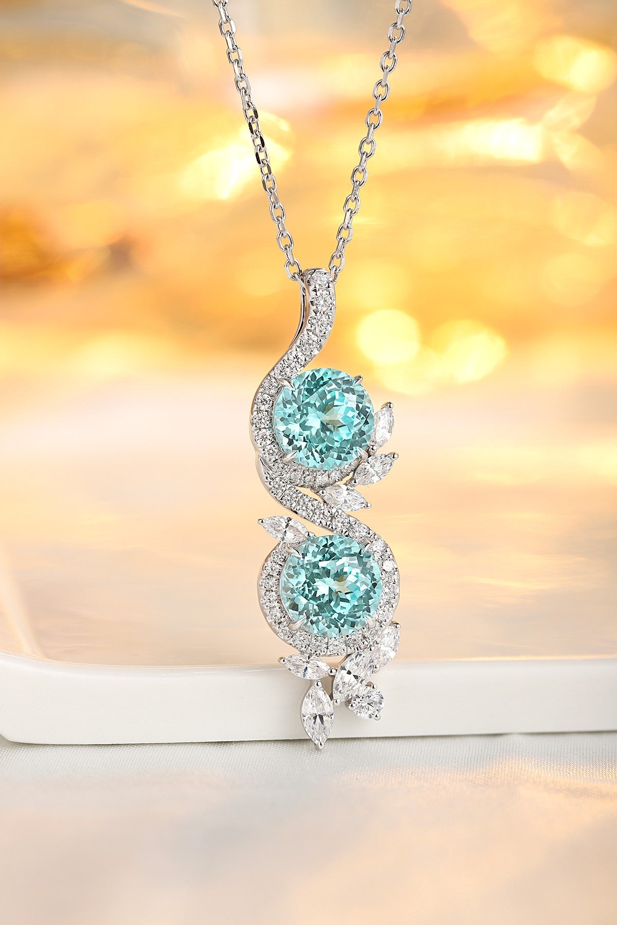 Pirmiana 7.03ct Lab Grown Paraiba Sapphire Pendant Necklace S925 Silver Lab Gemstone Jewelry Women