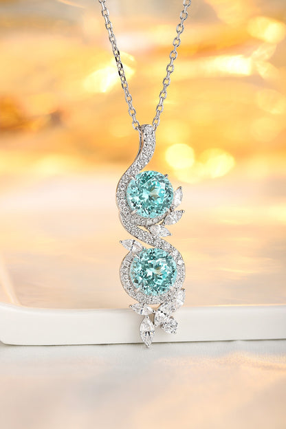 Pirmiana 7.03ct Lab Grown Paraiba Sapphire Pendant Necklace S925 Silver Lab Gemstone Jewelry Women