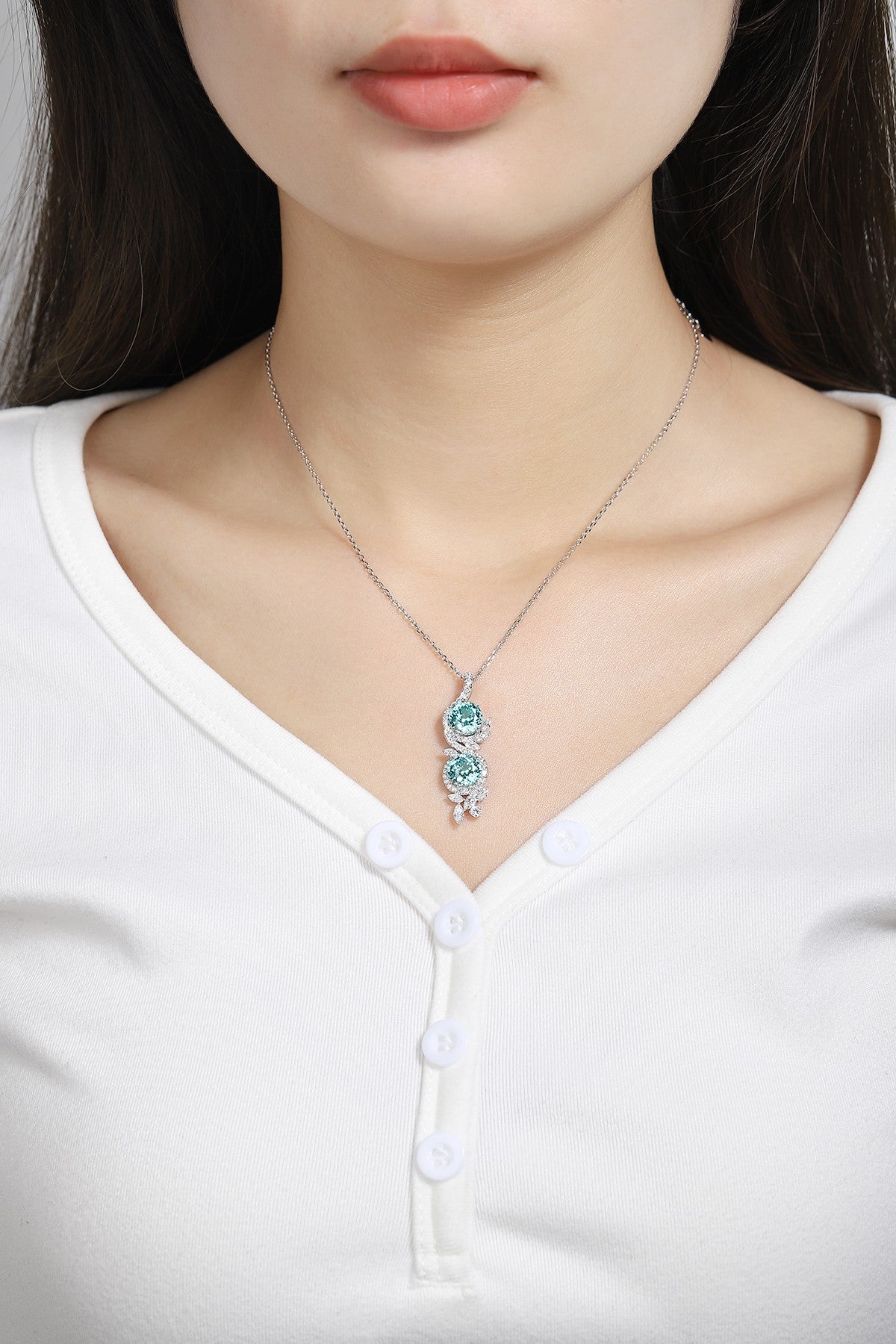 Pirmiana 7.03ct Lab Grown Paraiba Sapphire Pendant Necklace S925 Silver Lab Gemstone Jewelry Women