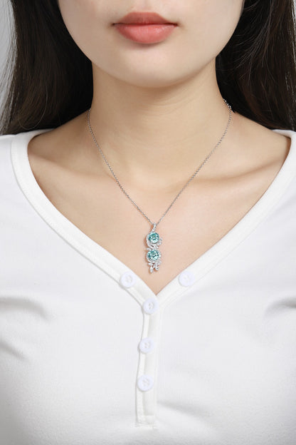Pirmiana 7.03ct Lab Grown Paraiba Sapphire Pendant Necklace S925 Silver Lab Gemstone Jewelry Women