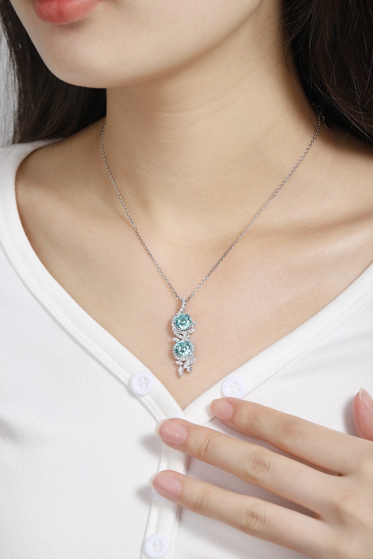 Pirmiana 7.03ct Lab Grown Paraiba Sapphire Pendant Necklace S925 Silver Lab Gemstone Jewelry Women