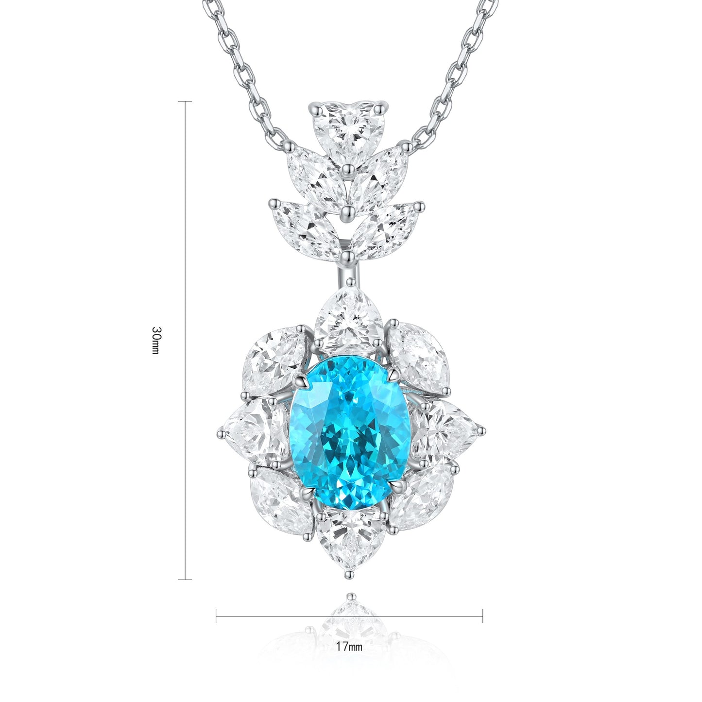 Pirmiana 4.64ct Lab Grown Paraiba Sapphire Pendant Necklace S925 Silver Lab Gemstone Jewelry Women