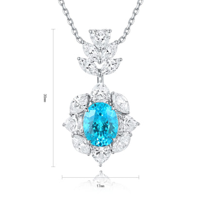 Pirmiana 4.64ct Lab Grown Paraiba Sapphire Pendant Necklace S925 Silver Lab Gemstone Jewelry Women