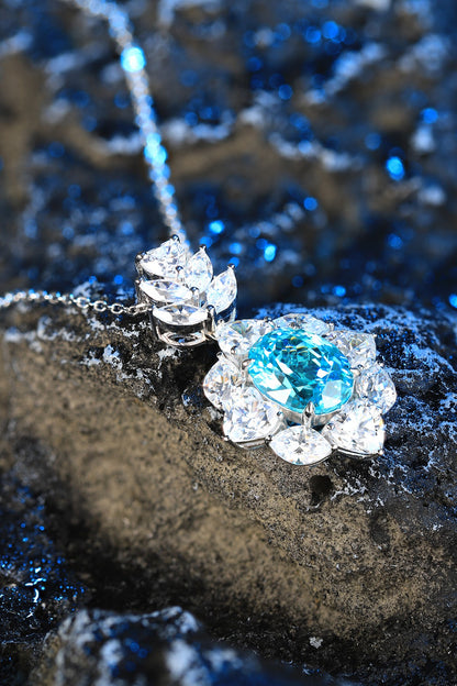 Pirmiana 4.64ct Lab Grown Paraiba Sapphire Pendant Necklace S925 Silver Lab Gemstone Jewelry Women