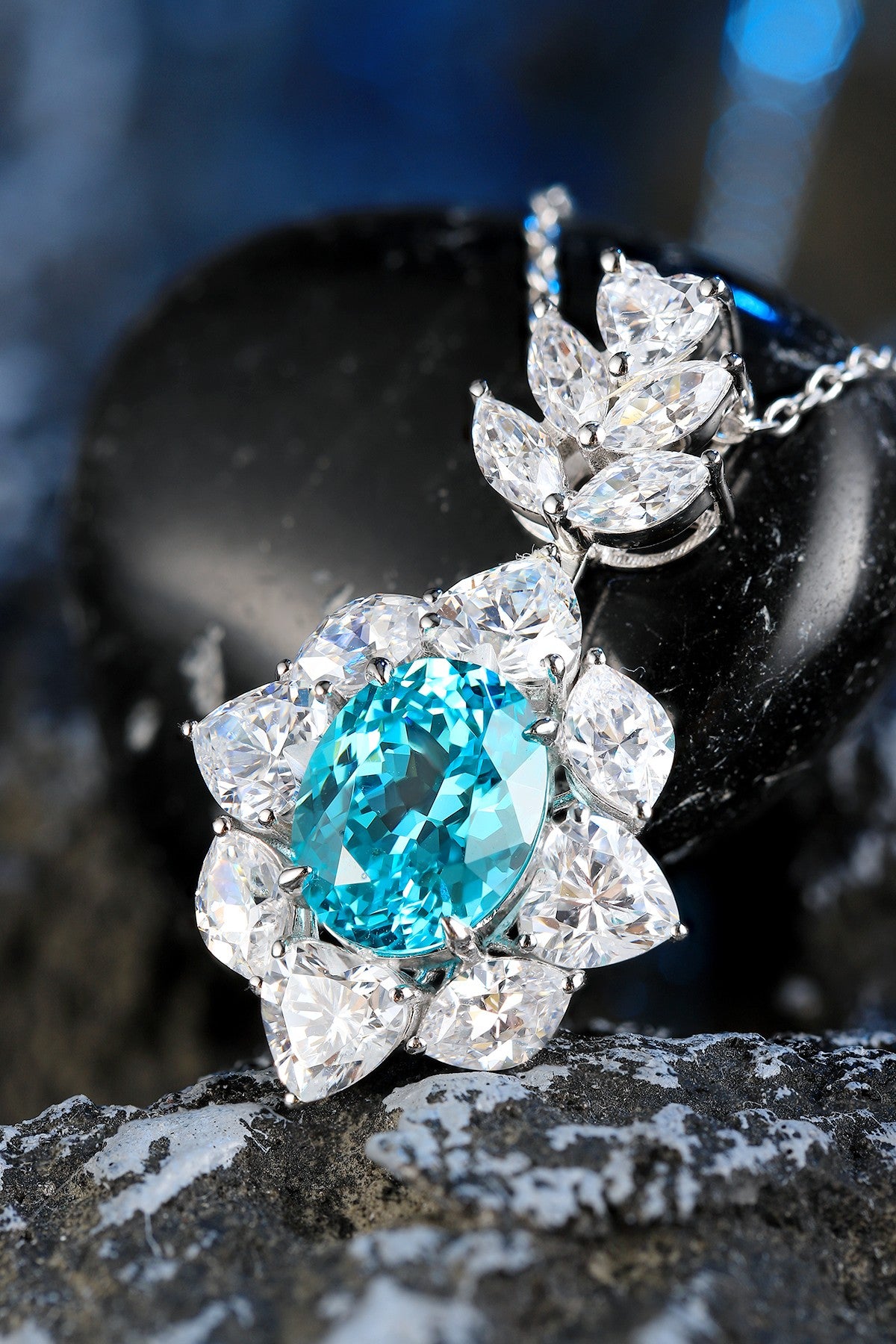 Pirmiana 4.64ct Lab Grown Paraiba Sapphire Pendant Necklace S925 Silver Lab Gemstone Jewelry Women