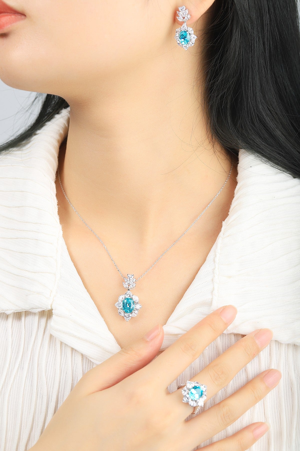 Pirmiana 4.64ct Lab Grown Paraiba Sapphire Pendant Necklace S925 Silver Lab Gemstone Jewelry Women