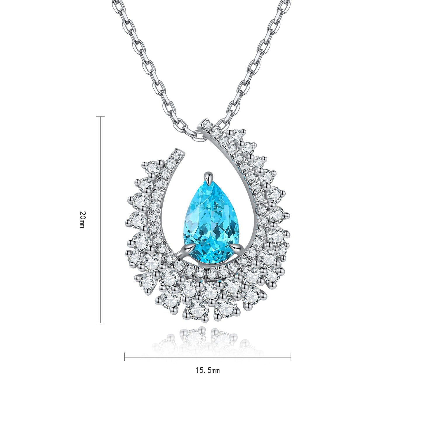 Pirmiana 3.4ct Lab Grown Paraiba Sapphire Pendant Necklace S925 Silver Lab Gemstone Jewelry Women