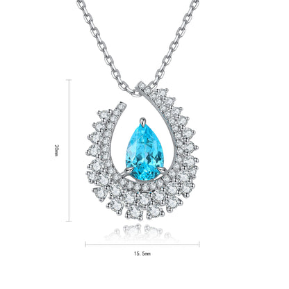 Pirmiana 3.4ct Lab Grown Paraiba Sapphire Pendant Necklace S925 Silver Lab Gemstone Jewelry Women