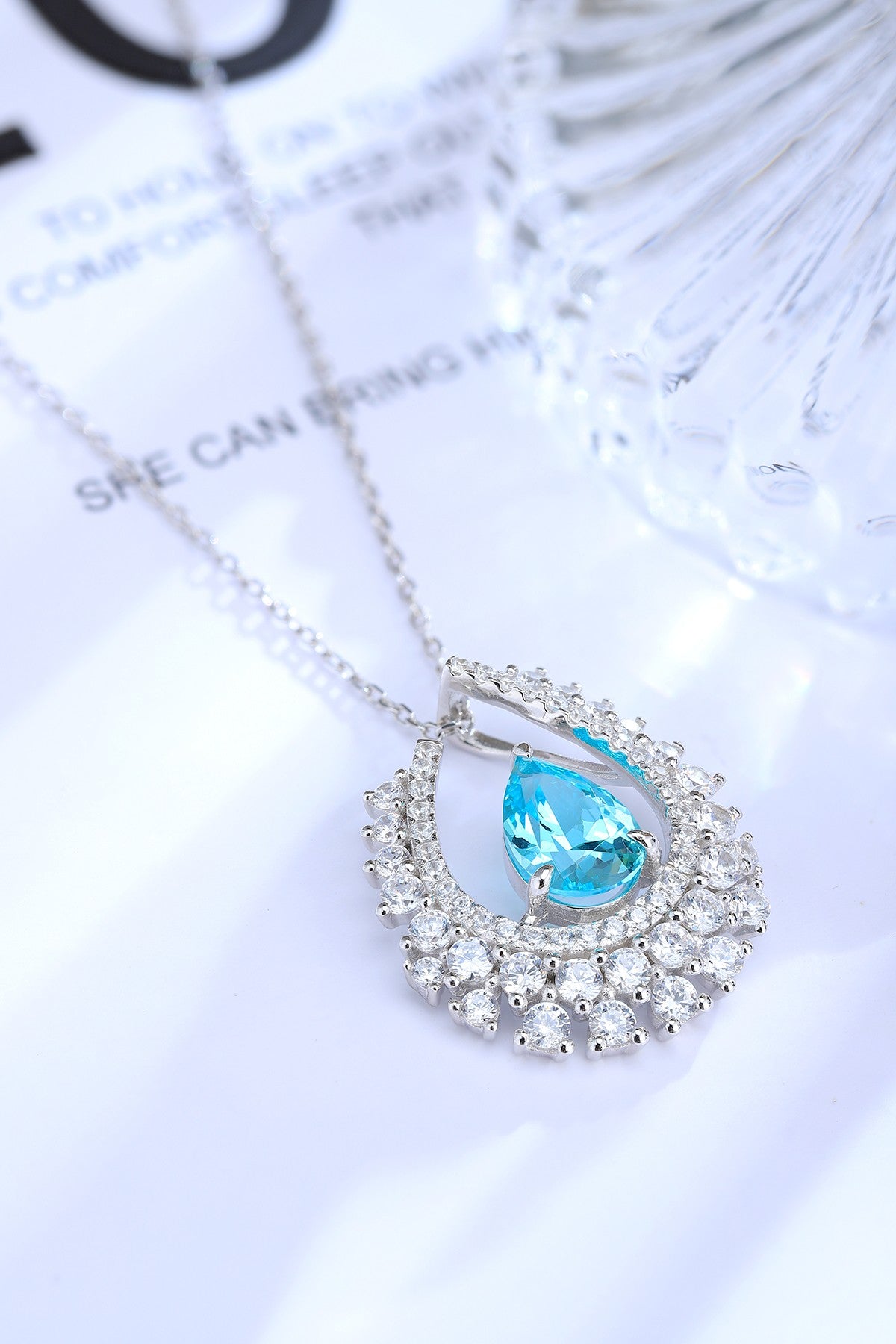 Pirmiana 3.4ct Lab Grown Paraiba Sapphire Pendant Necklace S925 Silver Lab Gemstone Jewelry Women