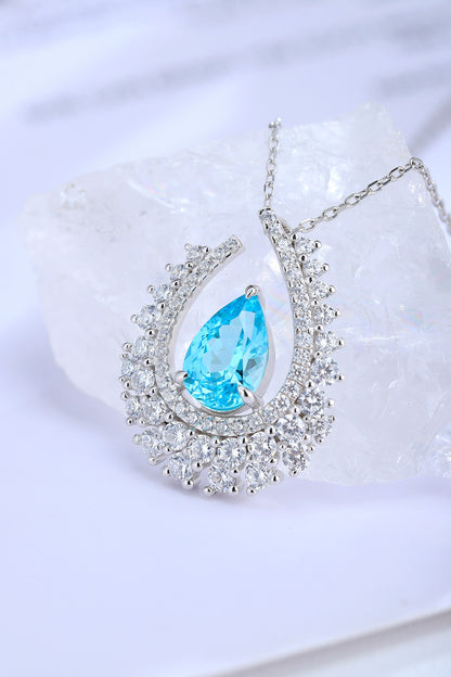 Pirmiana 3.4ct Lab Grown Paraiba Sapphire Pendant Necklace S925 Silver Lab Gemstone Jewelry Women