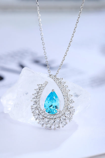 Pirmiana 3.4ct Lab Grown Paraiba Sapphire Pendant Necklace S925 Silver Lab Gemstone Jewelry Women