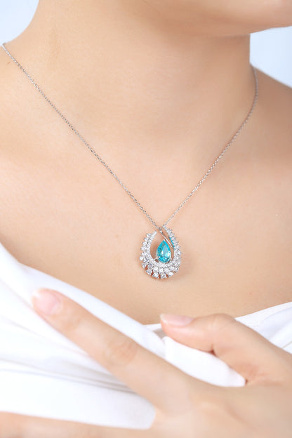 Pirmiana 3.4ct Lab Grown Paraiba Sapphire Pendant Necklace S925 Silver Lab Gemstone Jewelry Women