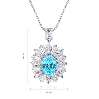 Pirmiana 3.19ct Lab Grown Paraiba Sapphire Pendant Necklace S925 Silver Lab Gemstone Jewelry Women