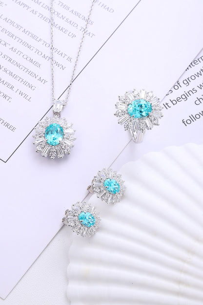 Pirmiana 3.19ct Lab Grown Paraiba Sapphire Pendant Necklace S925 Silver Lab Gemstone Jewelry Women
