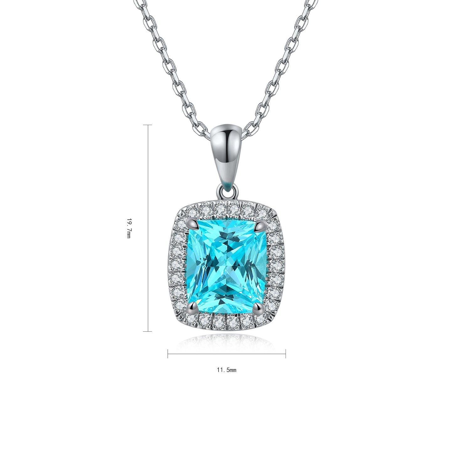 Pirmiana 5.25ct Lab Grown Paraiba Sapphire Pendant Necklace S925 Silver Lab Gemstone Jewelry Women