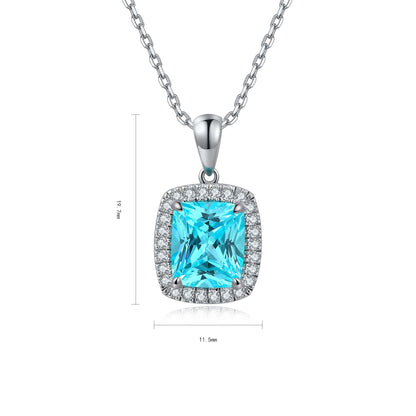 Pirmiana 5.25ct Lab Grown Paraiba Sapphire Pendant Necklace S925 Silver Lab Gemstone Jewelry Women