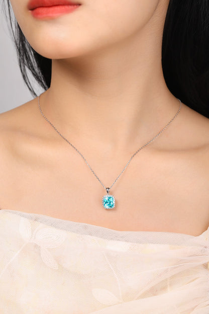 Pirmiana 5.25ct Lab Grown Paraiba Sapphire Pendant Necklace S925 Silver Lab Gemstone Jewelry Women