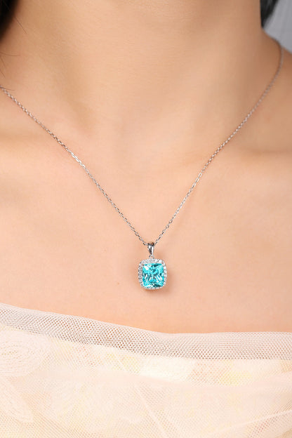 Pirmiana 5.25ct Lab Grown Paraiba Sapphire Pendant Necklace S925 Silver Lab Gemstone Jewelry Women